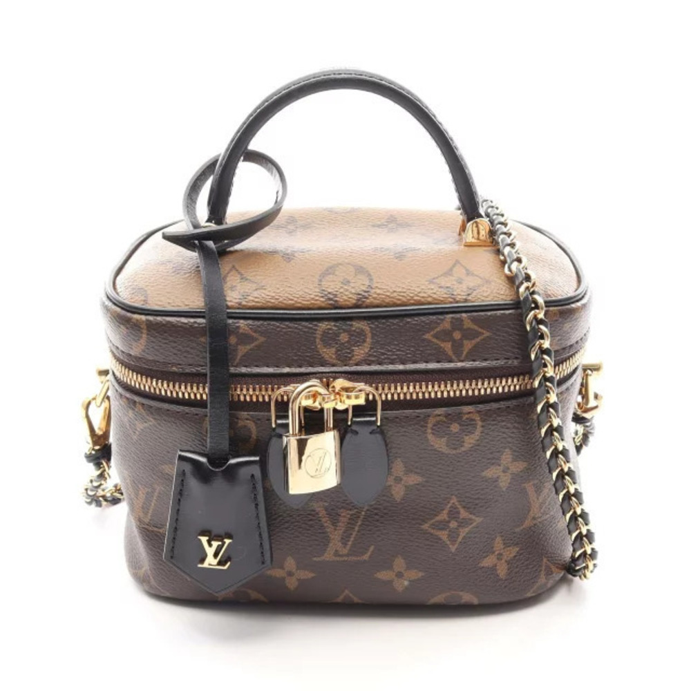 Louis Vuitton Vanity NV Handbag Canvas Leather Monogram Reverse Brown Black